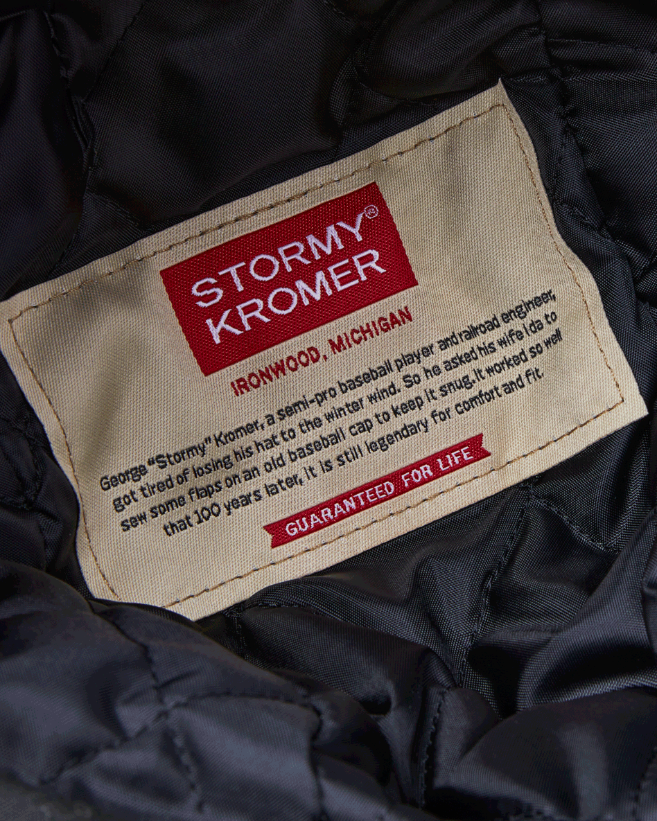 Stormy Kromer label inside the insulated Original Camo cap
