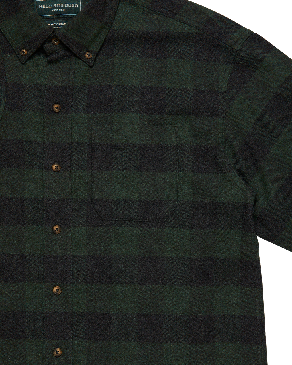 Chest pocket on the Green Buffalo Plaid Sportsmans Shirt