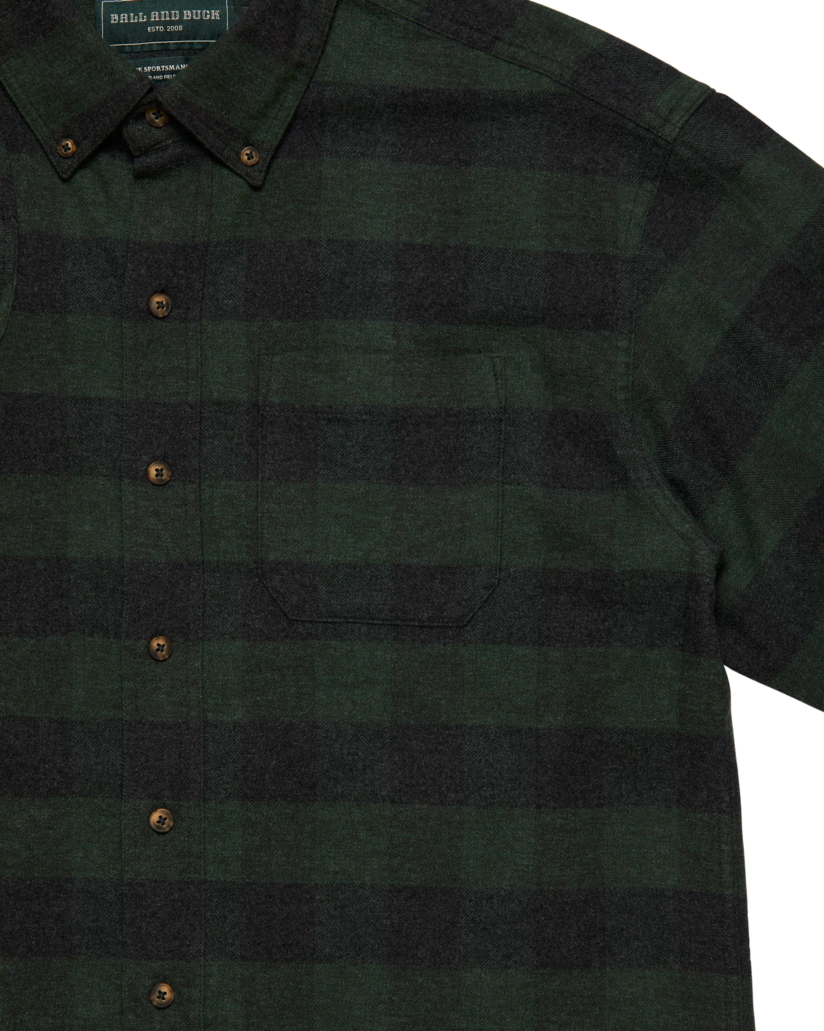 Chest pocket on the Green Buffalo Plaid Sportsmans Shirt