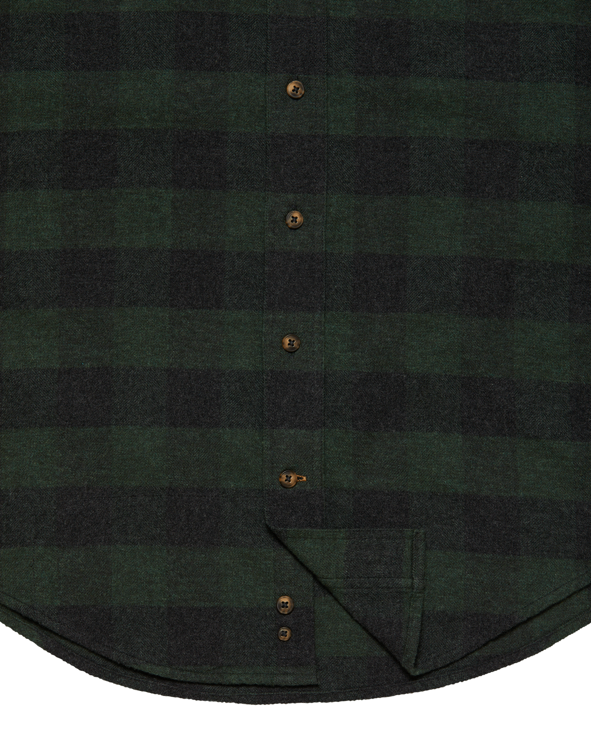Button placket on the Green Buffalo Plaid Sportsmans flannel shirt