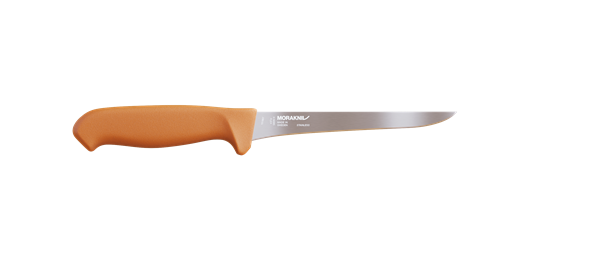 MORAKNIV fixed blade hunting knife with orange handle and stainless steel blade