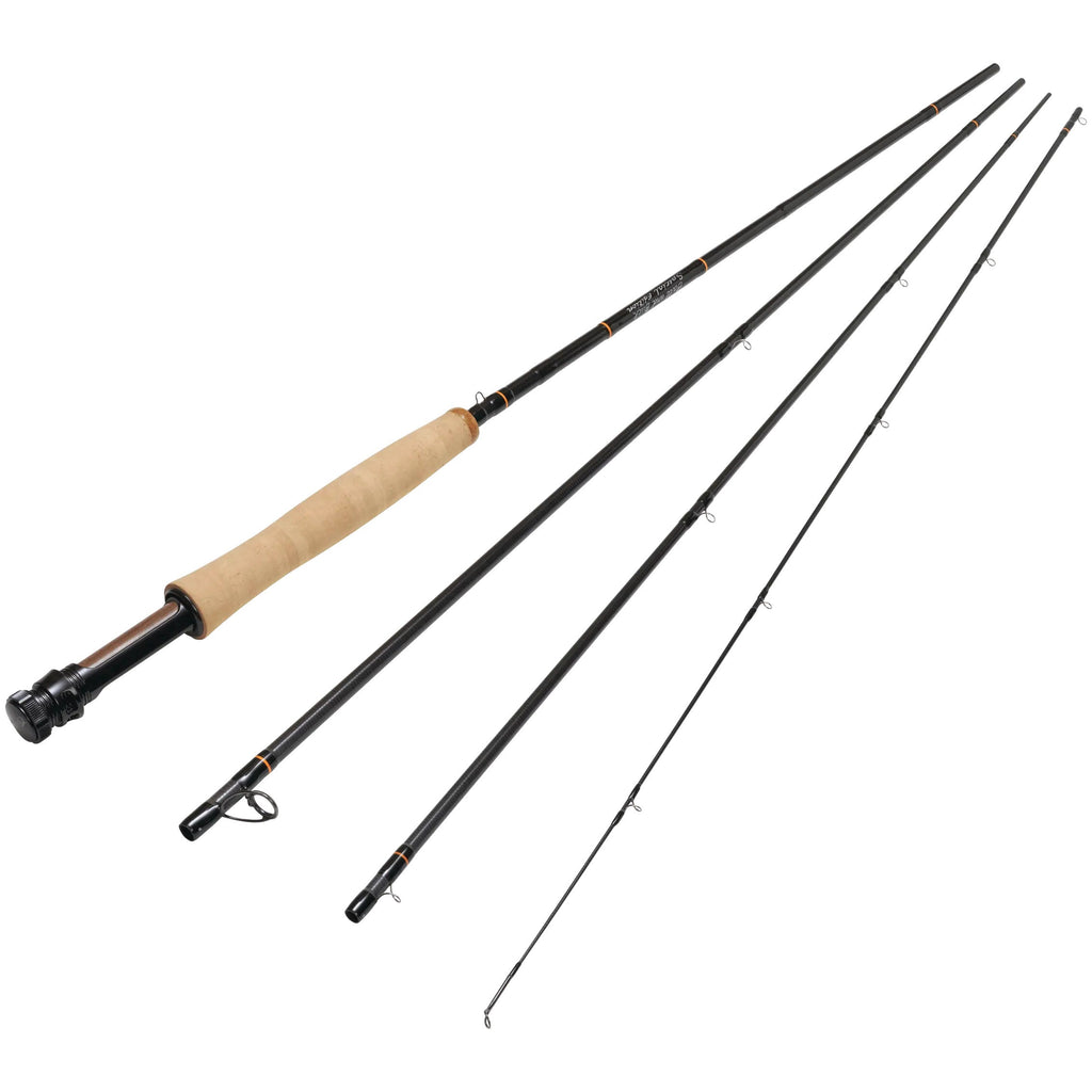 Scott x Ball and Buck Special Edition Centric 9 foot 5 weight four-piece fly rod, sections laid out