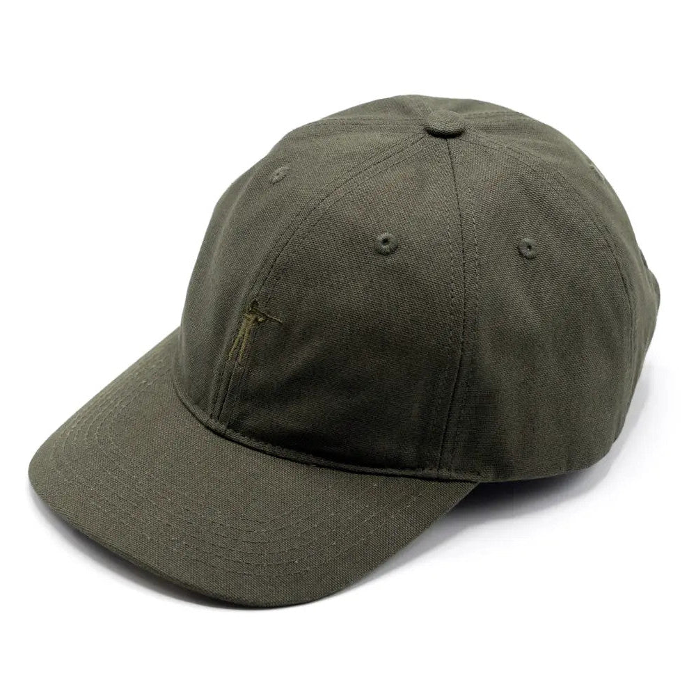 Ball and Buck Arthur Core Hat in Olive Green cotton duck canvas, angled front view