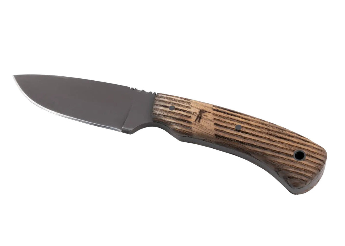 Winkler Knives x Ball and Buck Huntsman fixed blade knife with black oxide blade and engraved white oak handle