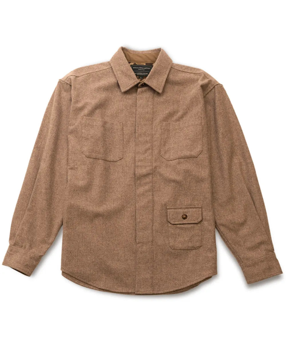 Ball and Buck Mariners Overshirt in Oatmeal merino wool, front view