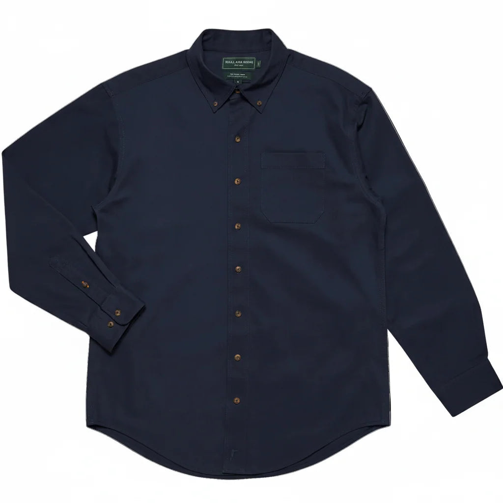 Ball and Buck Scout Shirt in Admiral Blue cotton twill, front view
