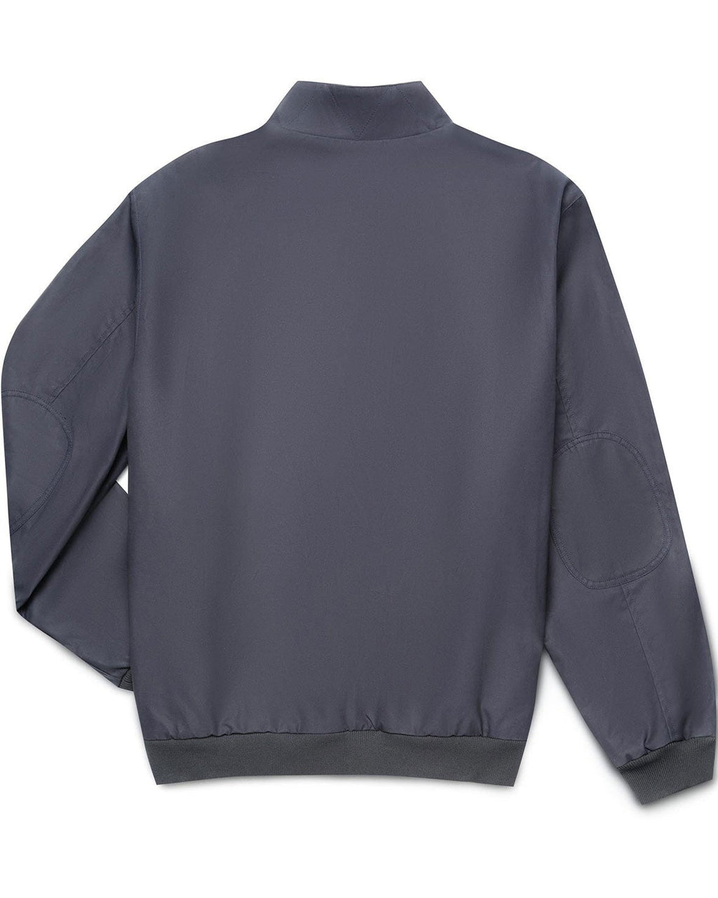 Navy Blue Harrington Jacket, back view with ribbed hem