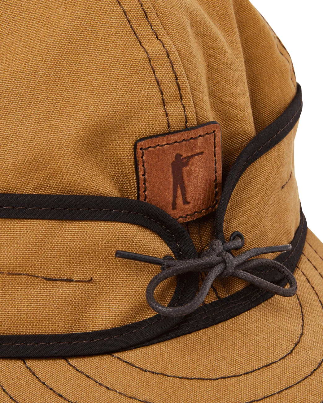 Leather Arthur patch and cord tie on the Signature Canvas Stormy Kromer cap