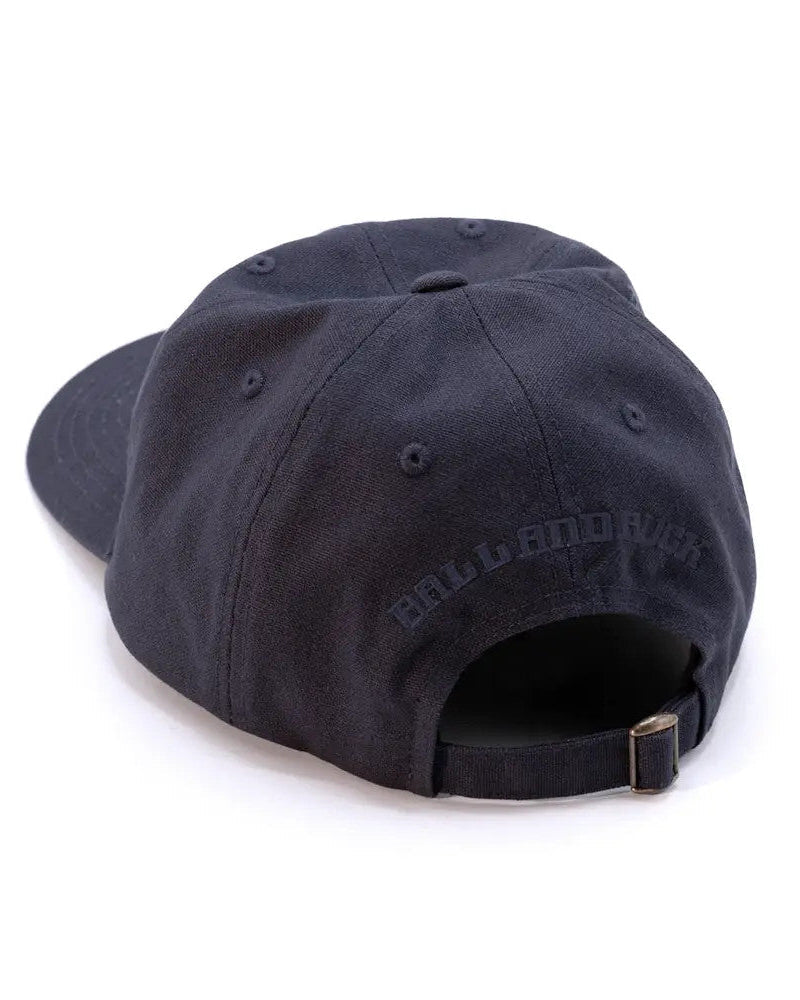 Navy Blue Arthur Core Hat, back view with brass slider