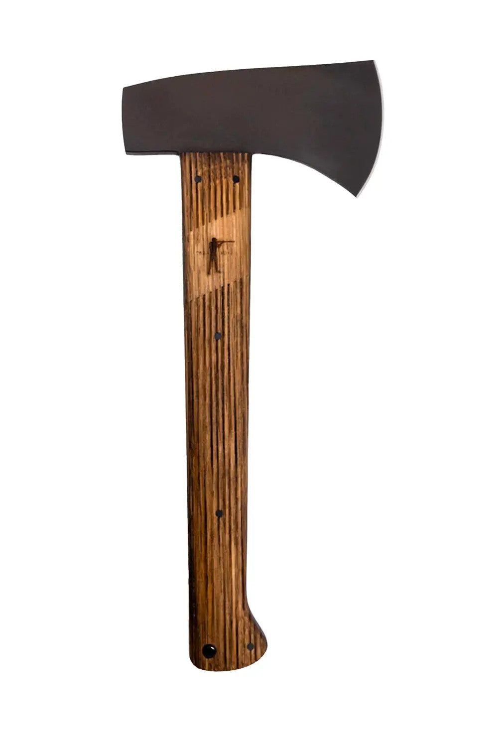 Winkler x Ball and Buck Highland Hatchet, full length view of the head and tapered handle