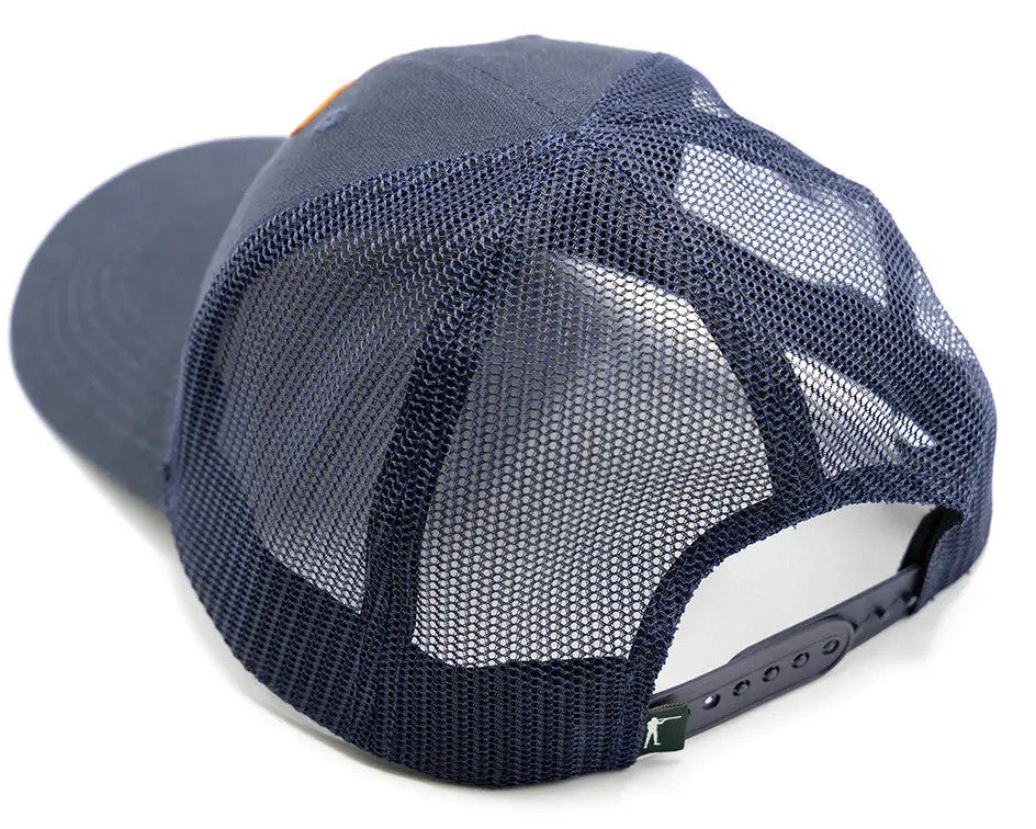 Navy Arthur Core Snapback, back view with mesh panels