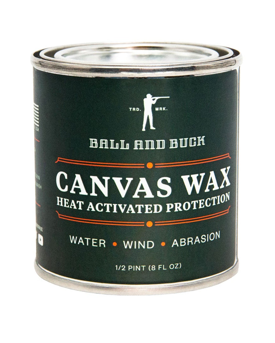 Ball and Buck Canvas Wax 8 oz tin, front label