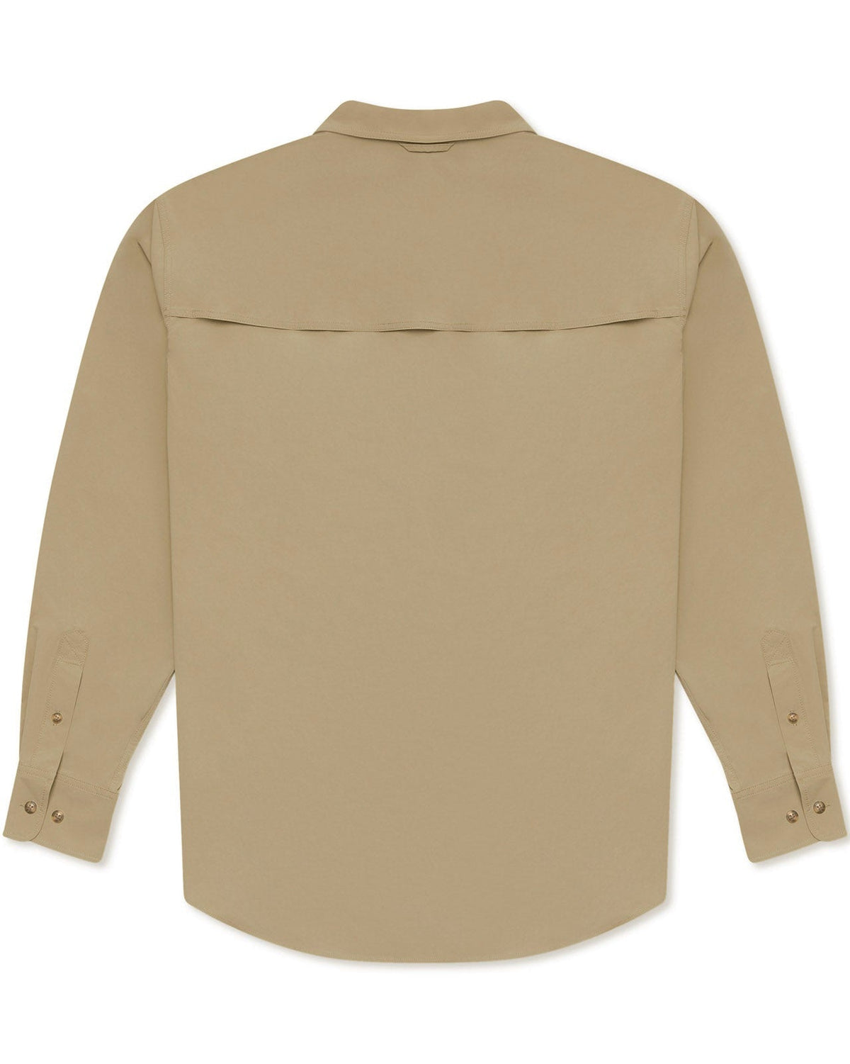 Tan Active+ Guide Shirt, back view with vented yoke