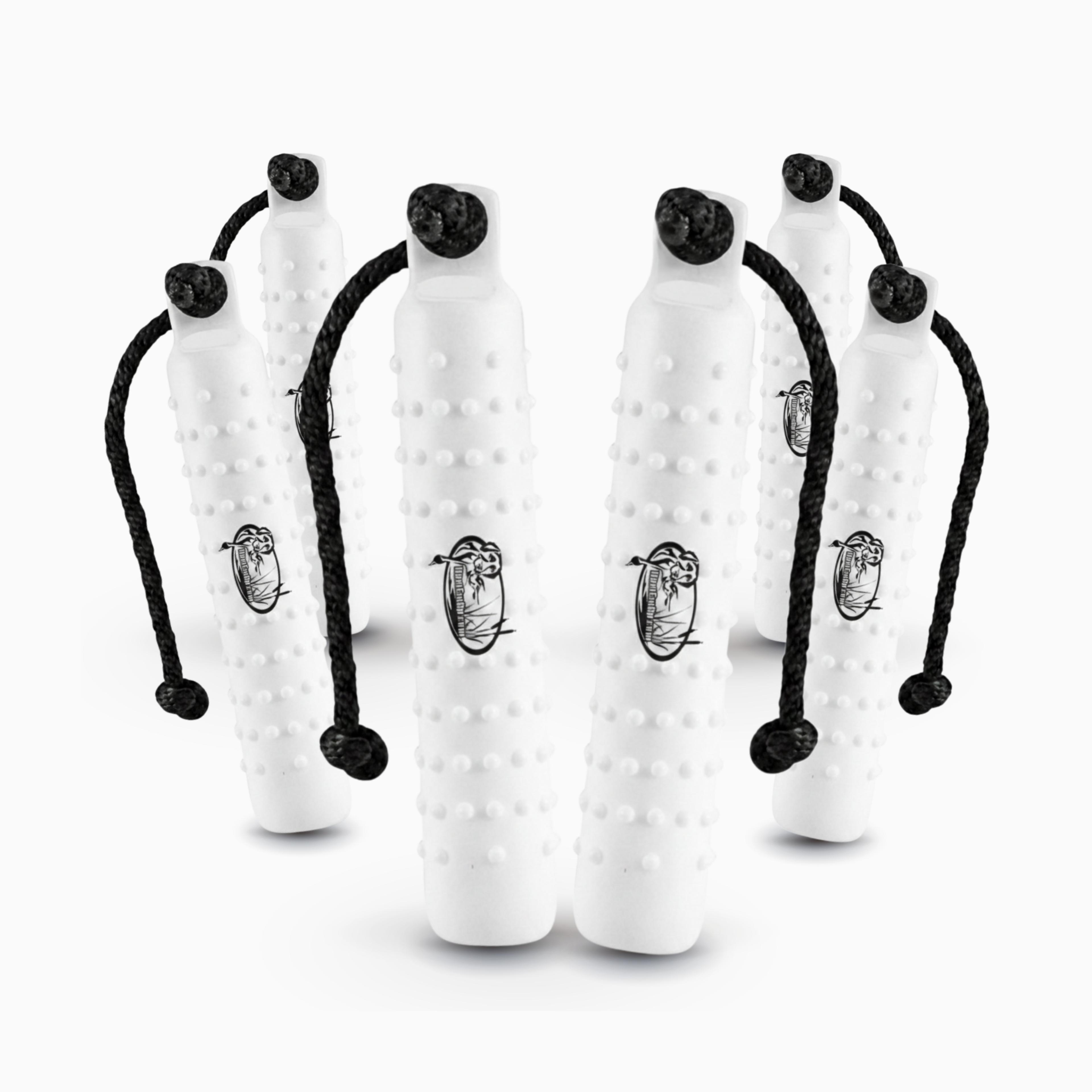 HuntEmUp Standard 2-Inch White Dog Training Bumpers with Throw Rope and Air Valve – 6 Pack