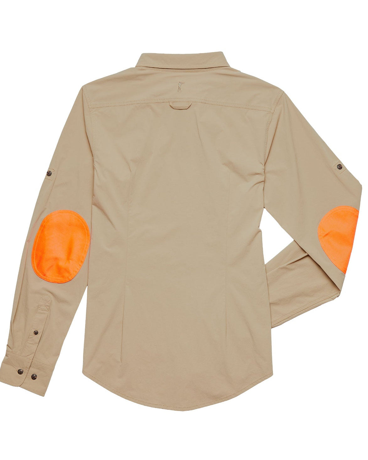 Womens Active+ Joan Field Shirt in Upland, back view with blaze orange elbow patches