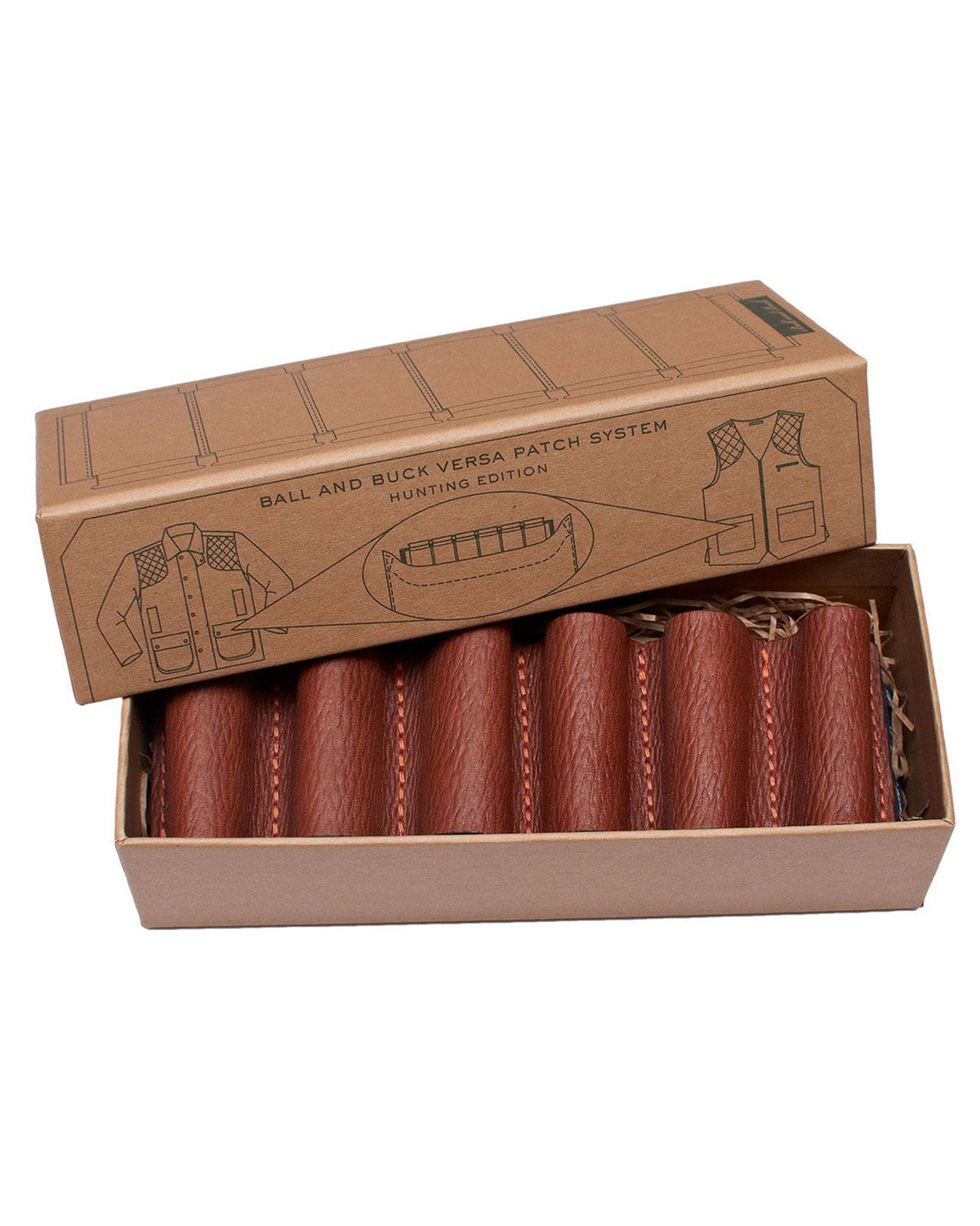 Versa Shell Holder Patch loaded with shells in its kraft gift box