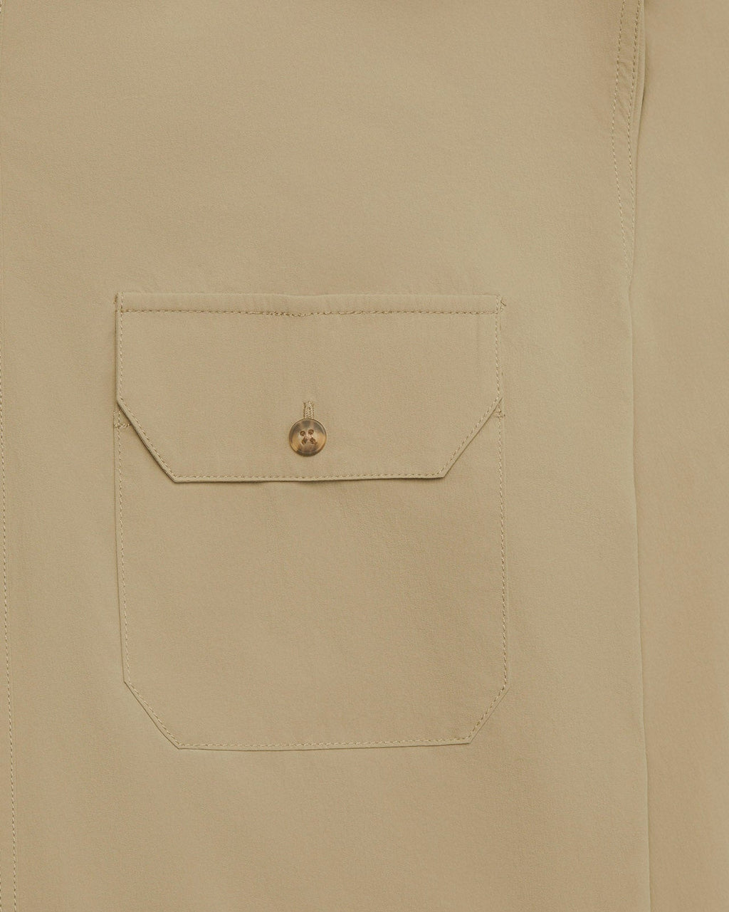 Flap chest pocket on the Tan Active+ Guide Shirt