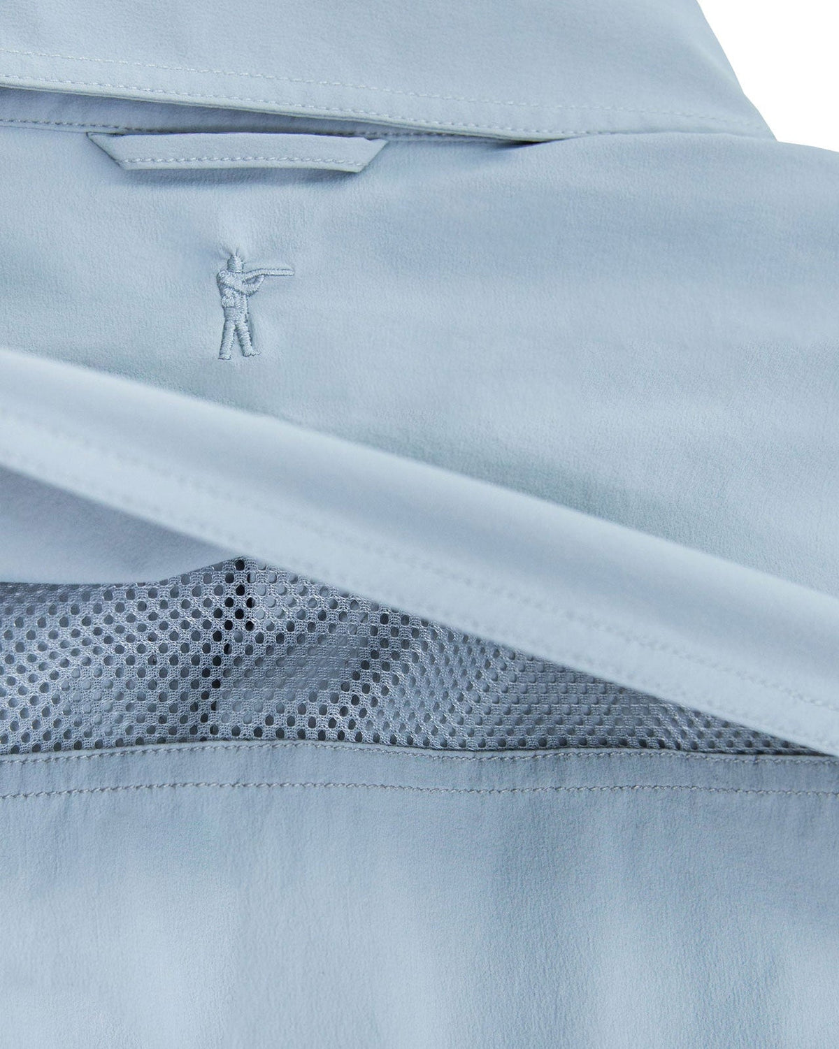 Mesh back yoke vent on the Sky Blue Active+ Guide Shirt