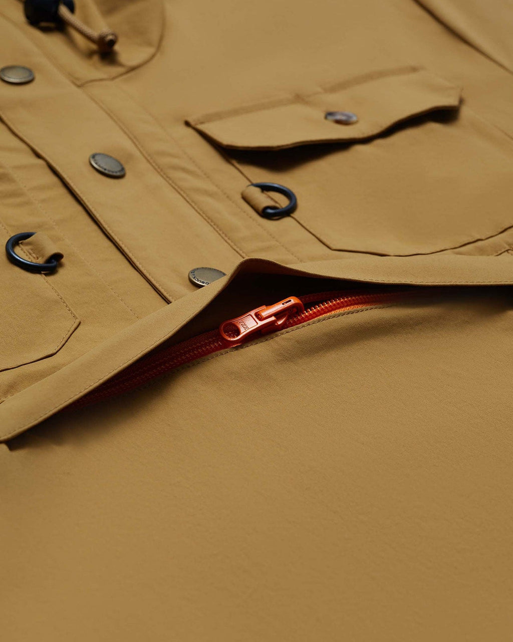 Dual roll-tab chest pockets and D-ring on the Active+ Anorak