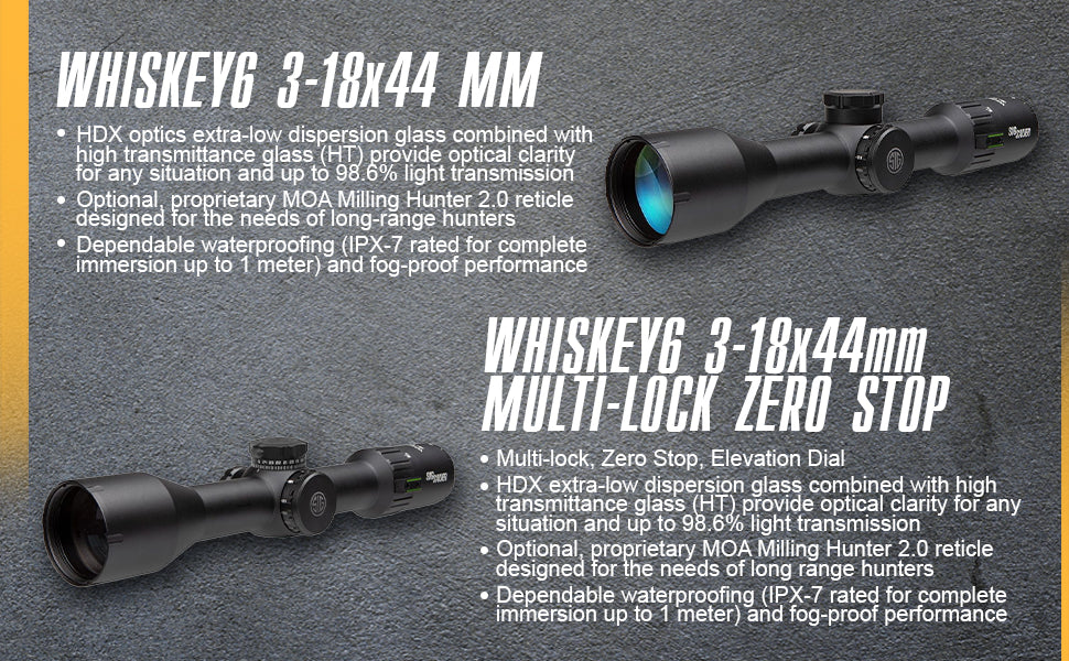 Sig Sauer Whiskey6 Rifle Scope – 3-18x44mm Quadplex