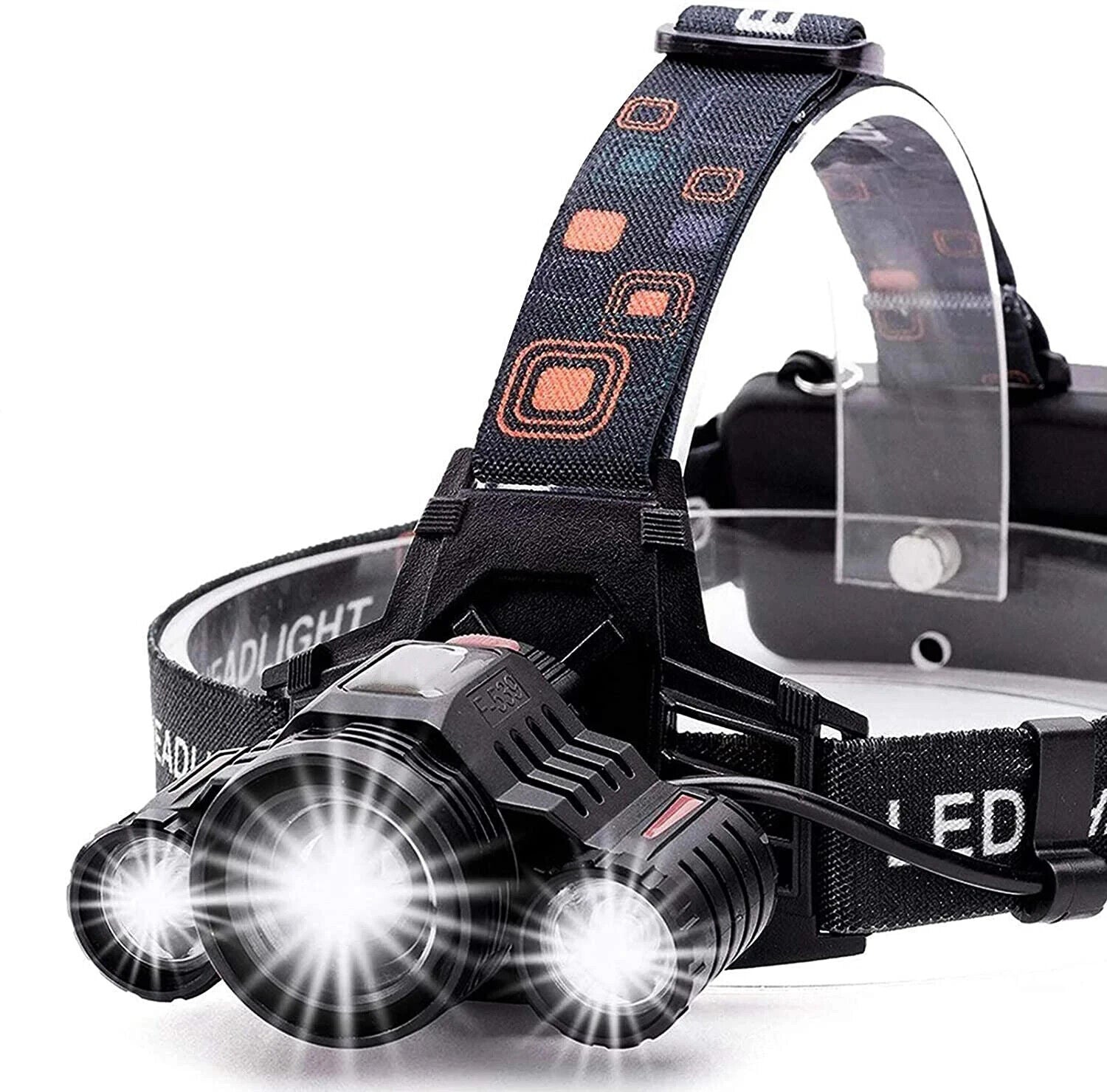T6 Rechargeable LED Headlamp, Zoom Focus, 4 Modes, USB-C, IP55, Black/Red