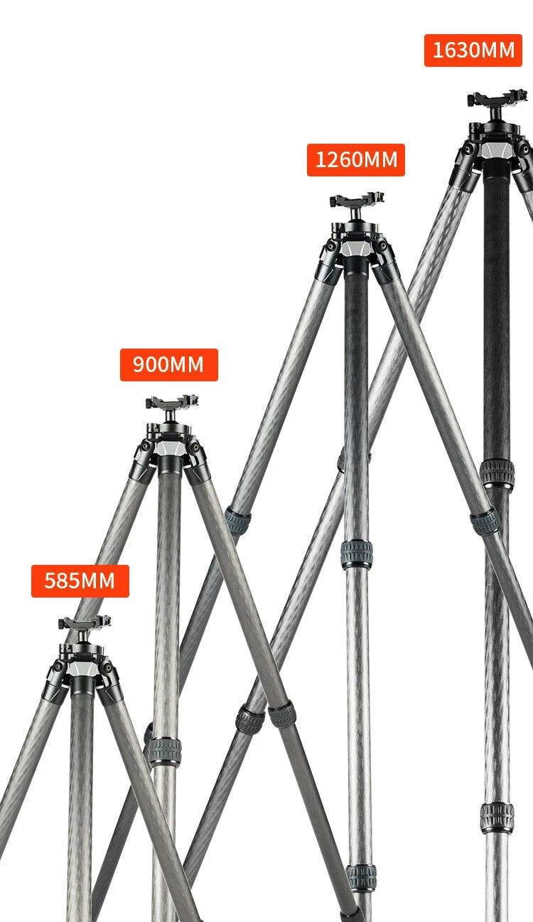 Linkogear HT-324C Carbon Fiber Tripod – Picatinny/Arca, 64" Max, 66lb Capacity - Black