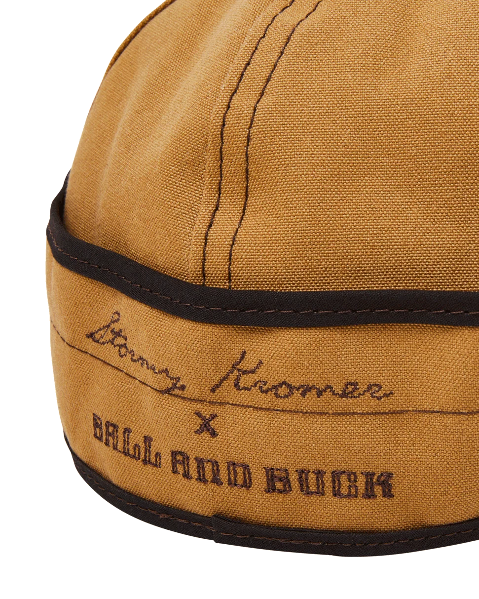 Embroidered Stormy Kromer x Ball and Buck script on the back of the Signature Canvas cap