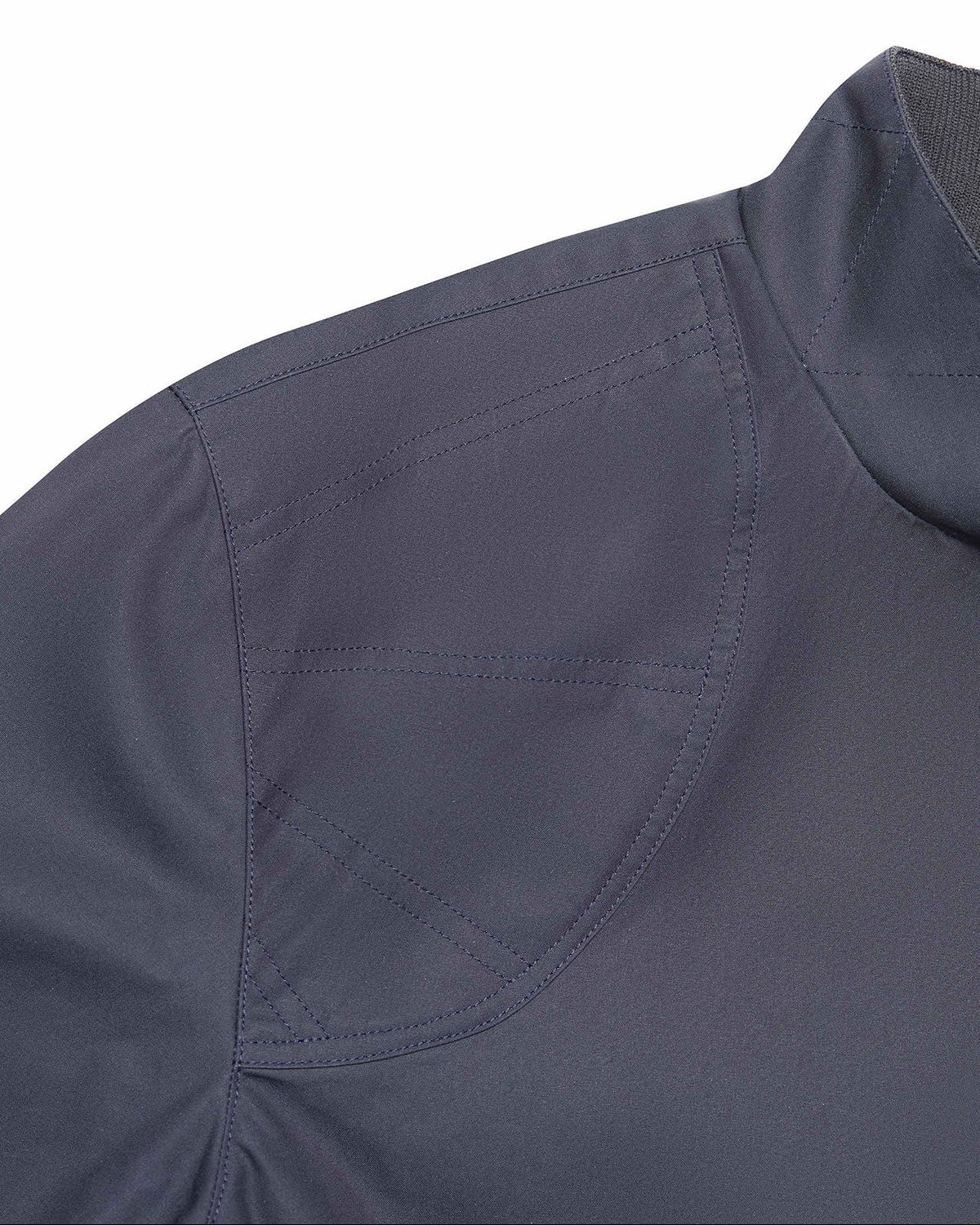Shooting shoulder reinforcement on the Navy Blue Harrington Jacket