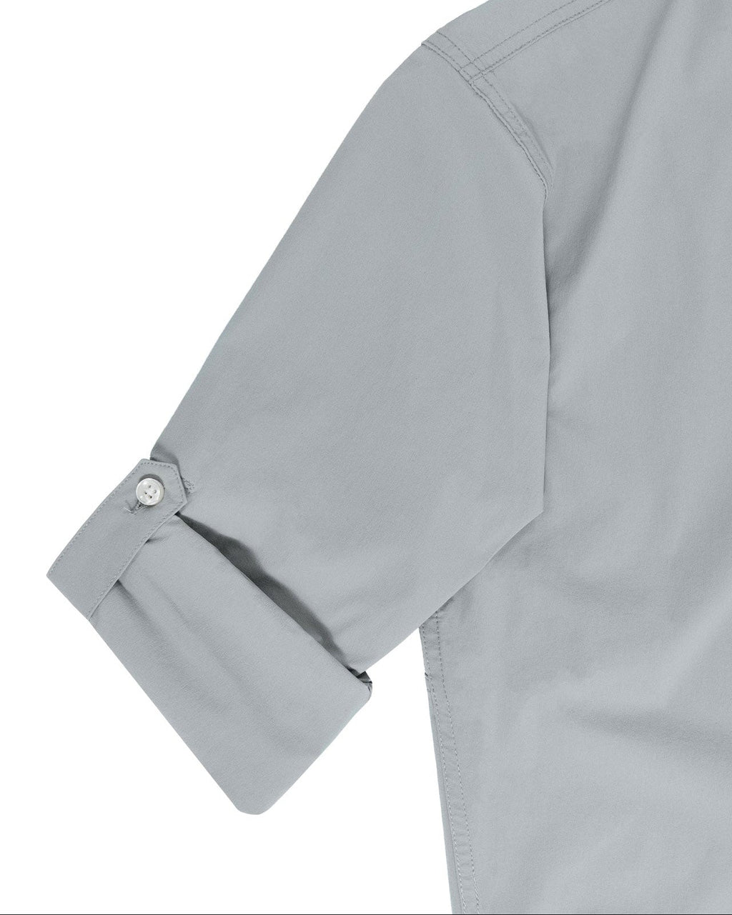 Roll tab sleeve on the Stone Grey Active+ Guide Shirt
