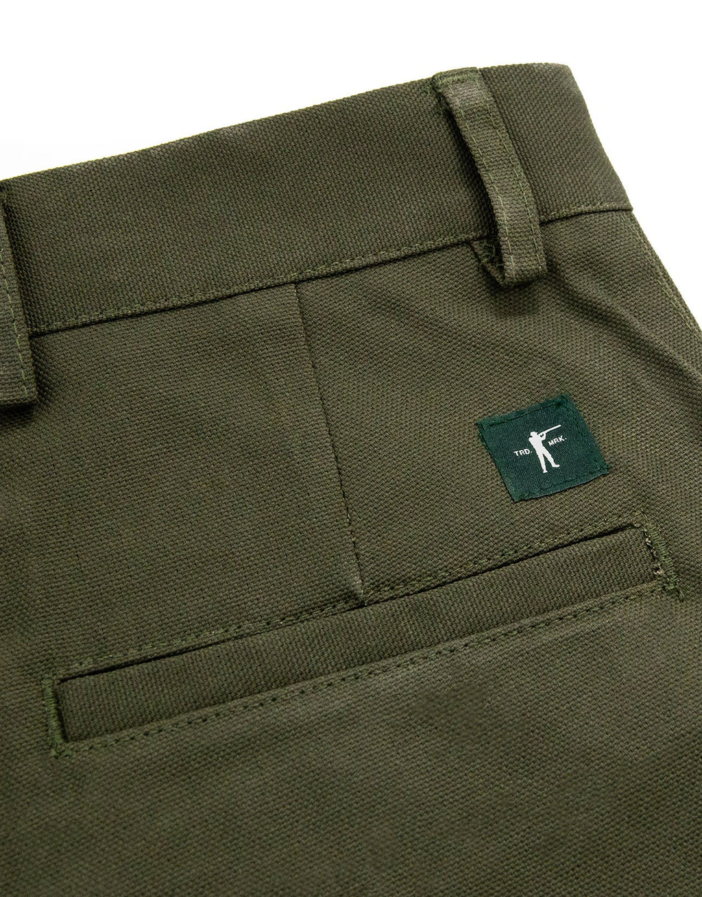 Back welt pocket with Arthur label on the Pine Duck Field Pant