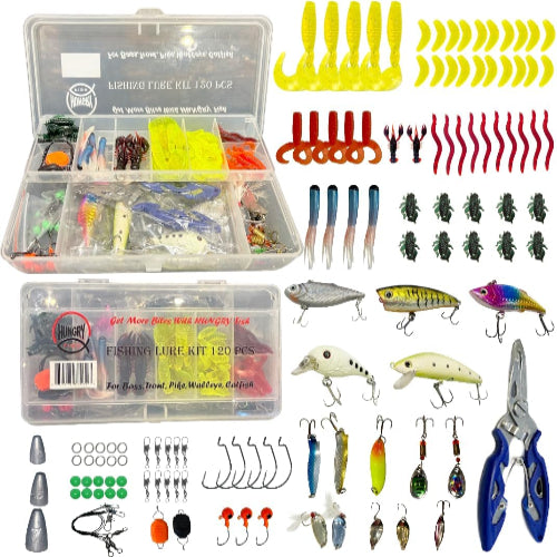Hungryfish Complete Fishing Lures Kit with Tackle Box