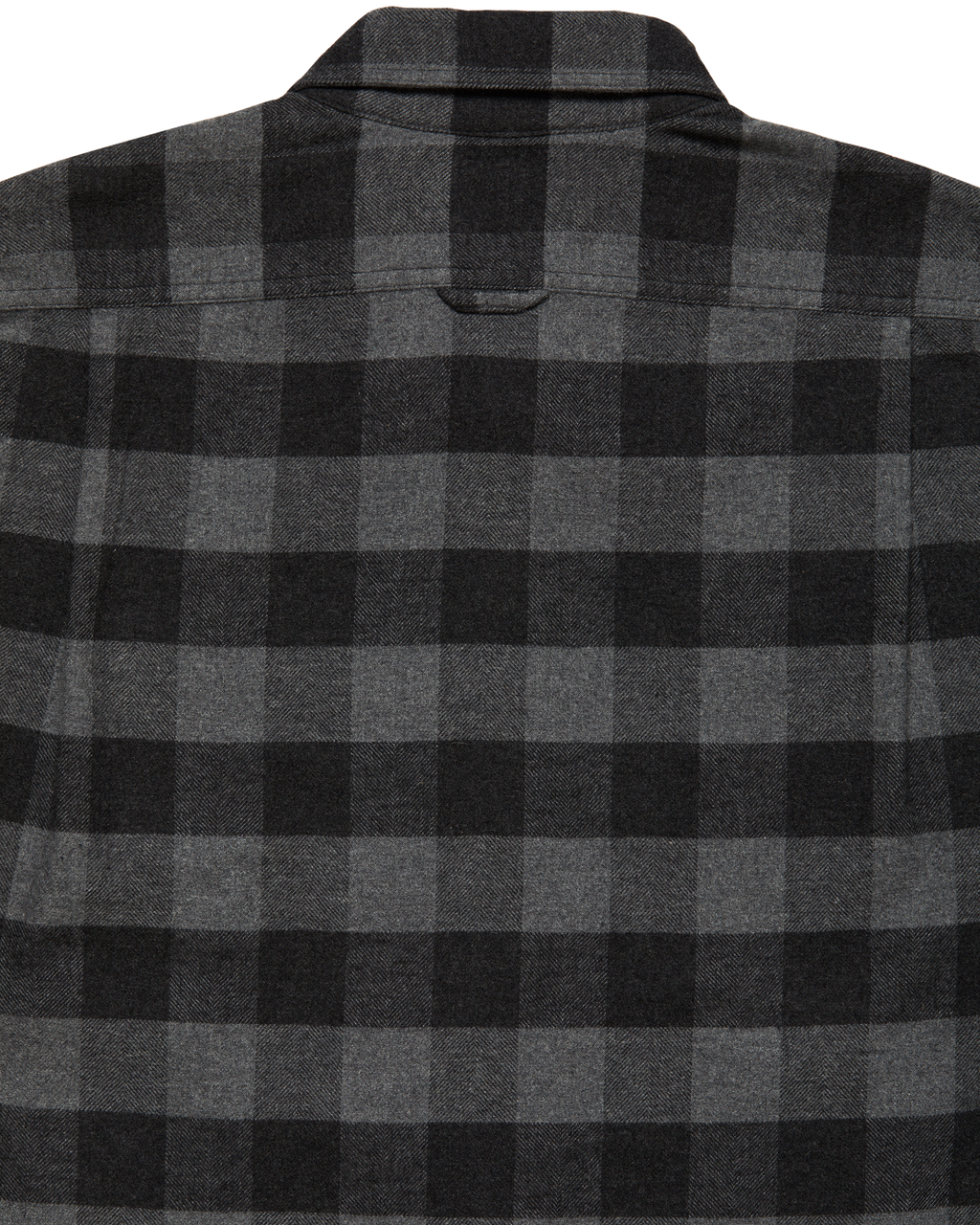 Back yoke and pleat on the Grey Buffalo Plaid Sportsmans Shirt