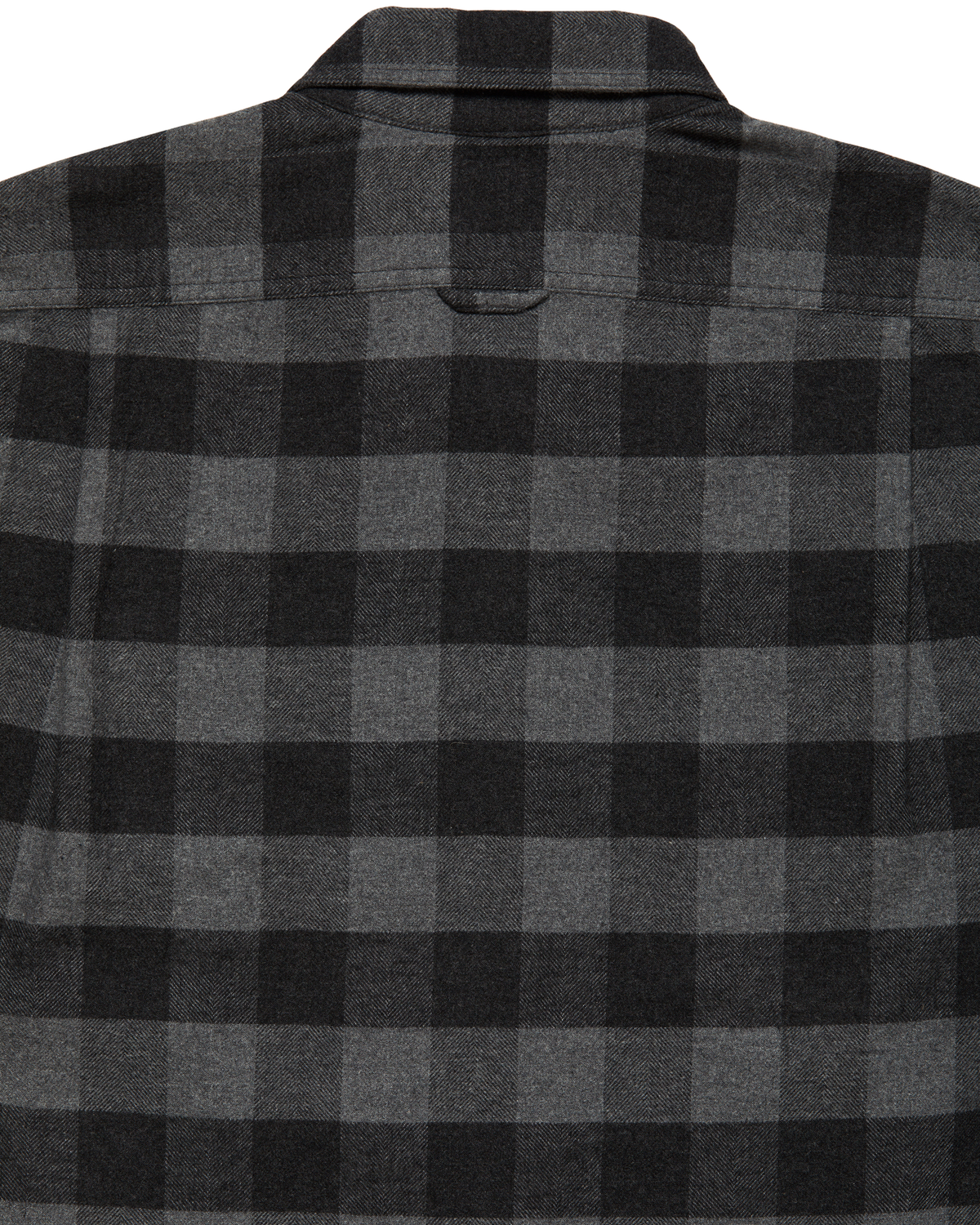 Back yoke and pleat on the Grey Buffalo Plaid Sportsmans Shirt