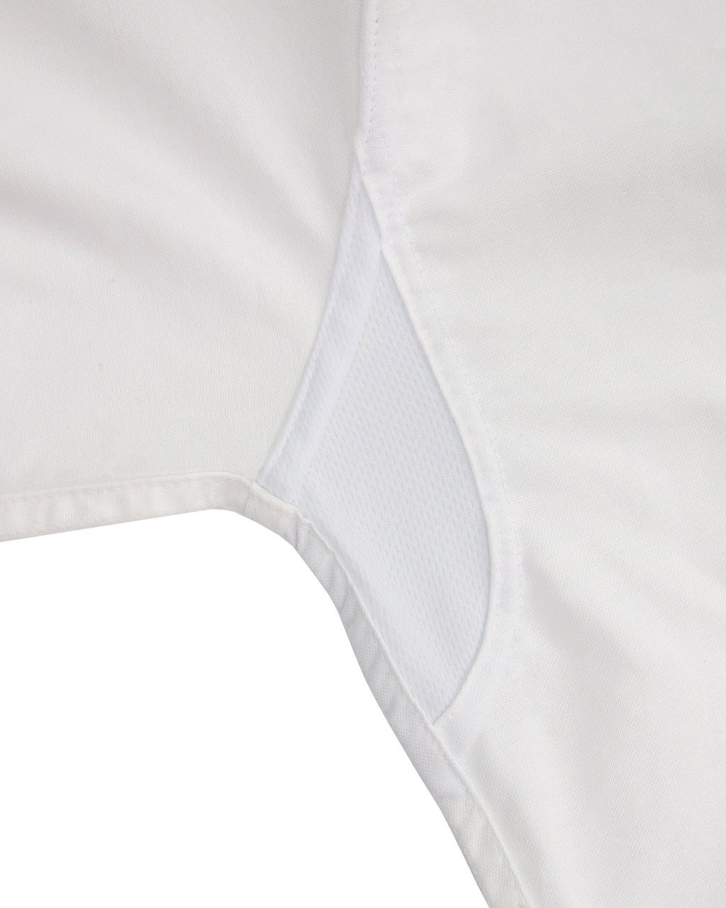 Close-up of the Tech Vent underarm panel on the White Oxford Sportsmans Shirt