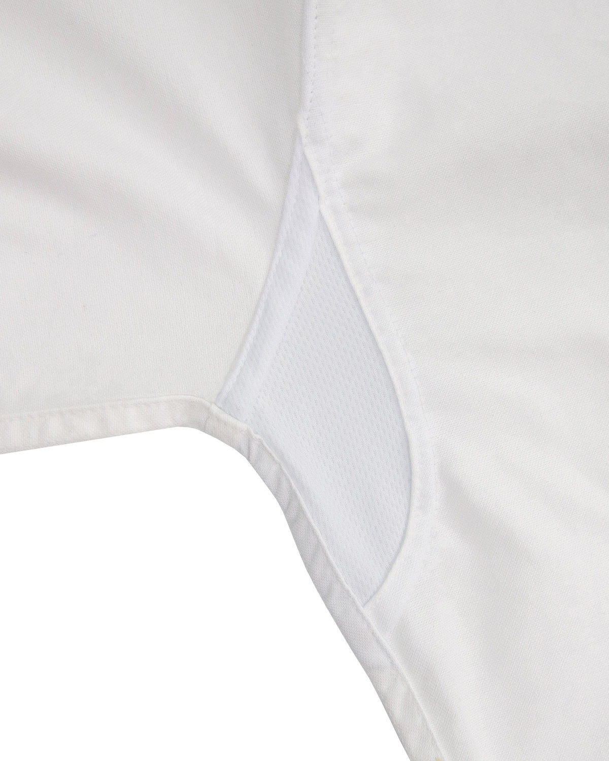 Close-up of the Tech Vent underarm panel on the White Oxford Sportsmans Shirt