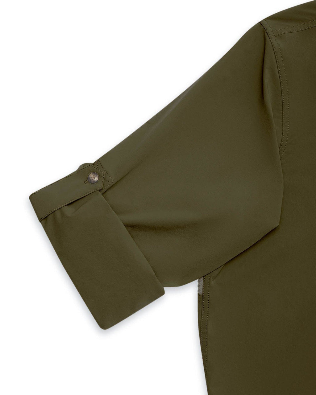 Roll tab sleeve on the Olive Active+ Guide Shirt