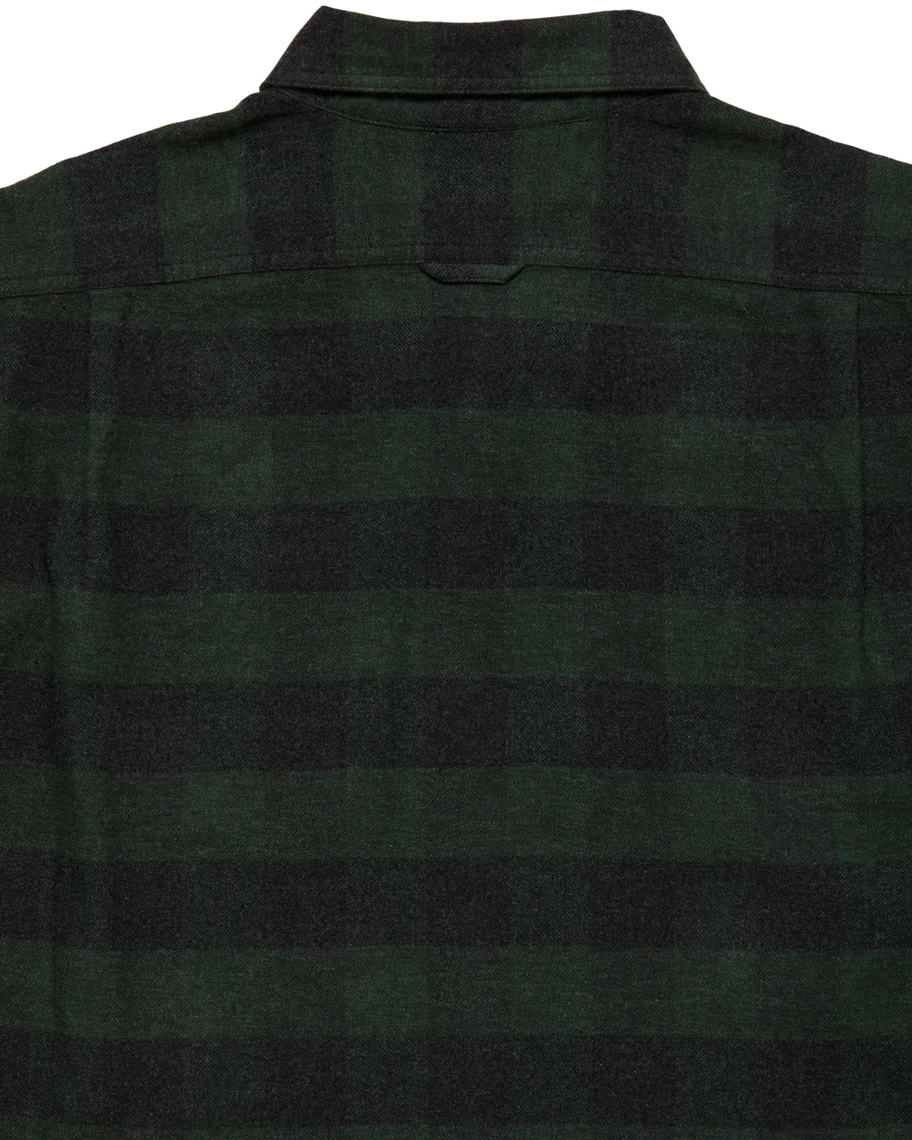 Back yoke and double pleat on the Green Buffalo Plaid Sportsmans Shirt