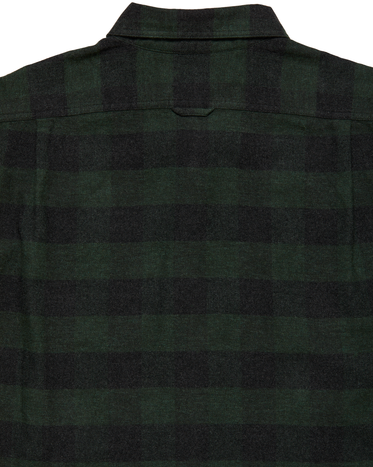 Back yoke and double pleat on the Green Buffalo Plaid Sportsmans Shirt