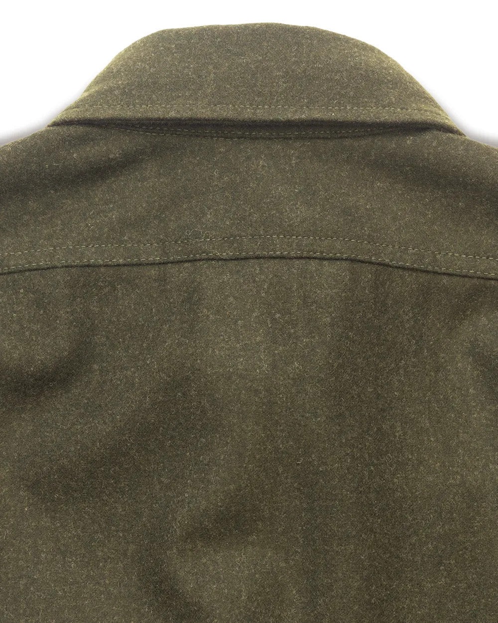 Back yoke and collar of the Loden Green Mariners Overshirt