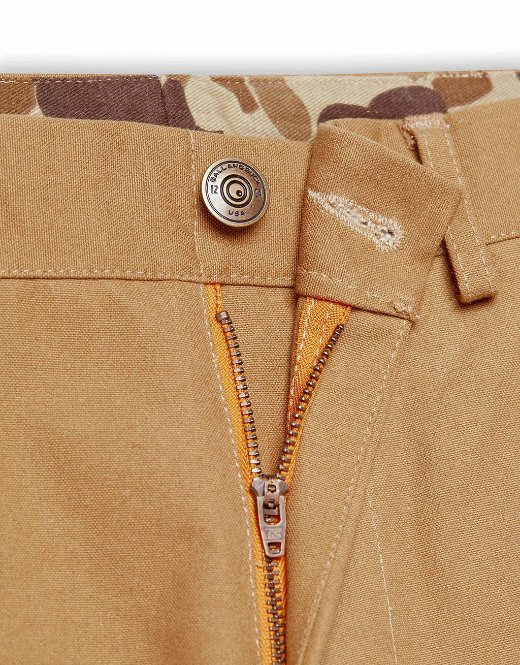 Brass YKK zip fly and shank button on the Original Field Pant
