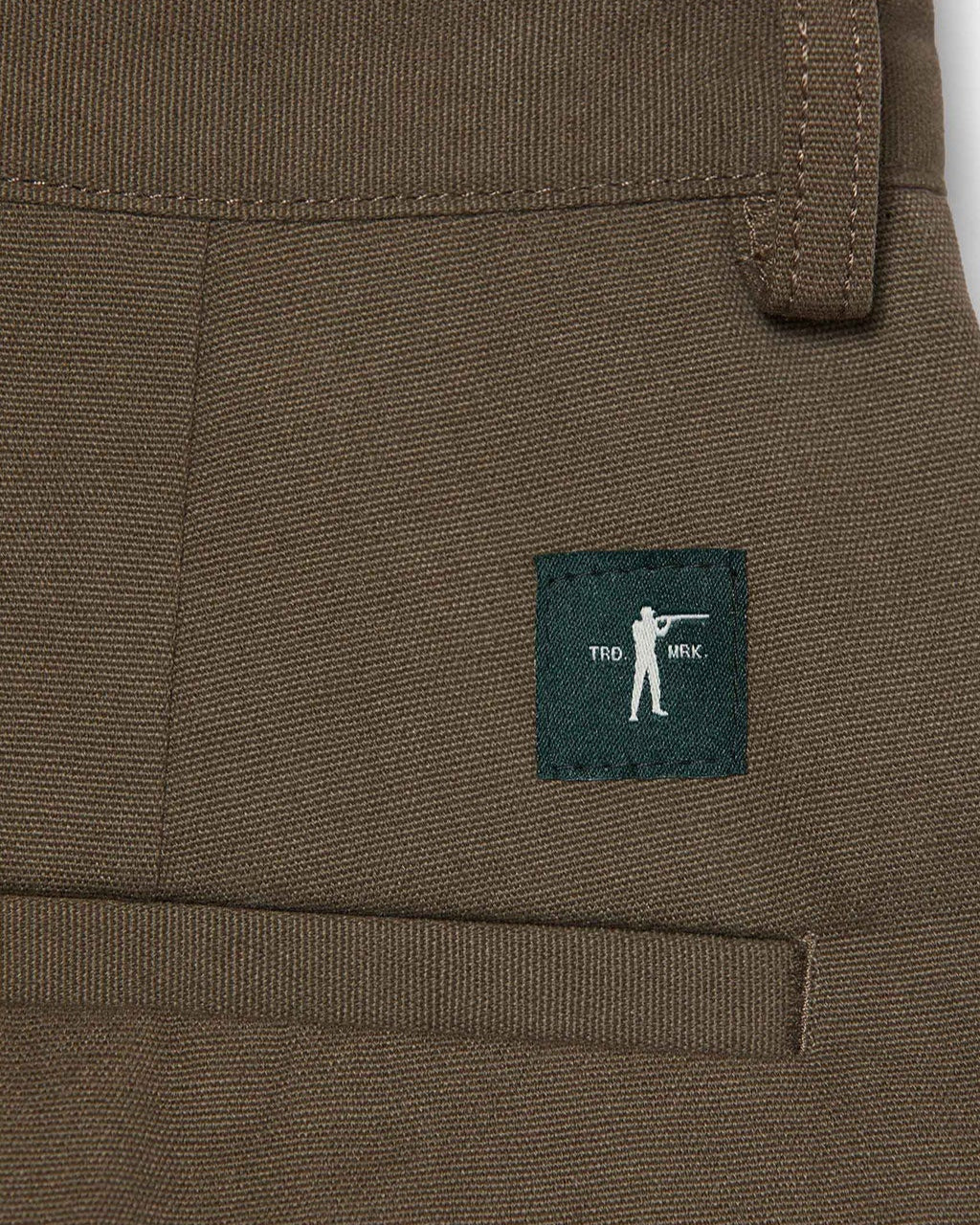 Back pocket with Arthur label on the Burnt Sage Heritage Pant