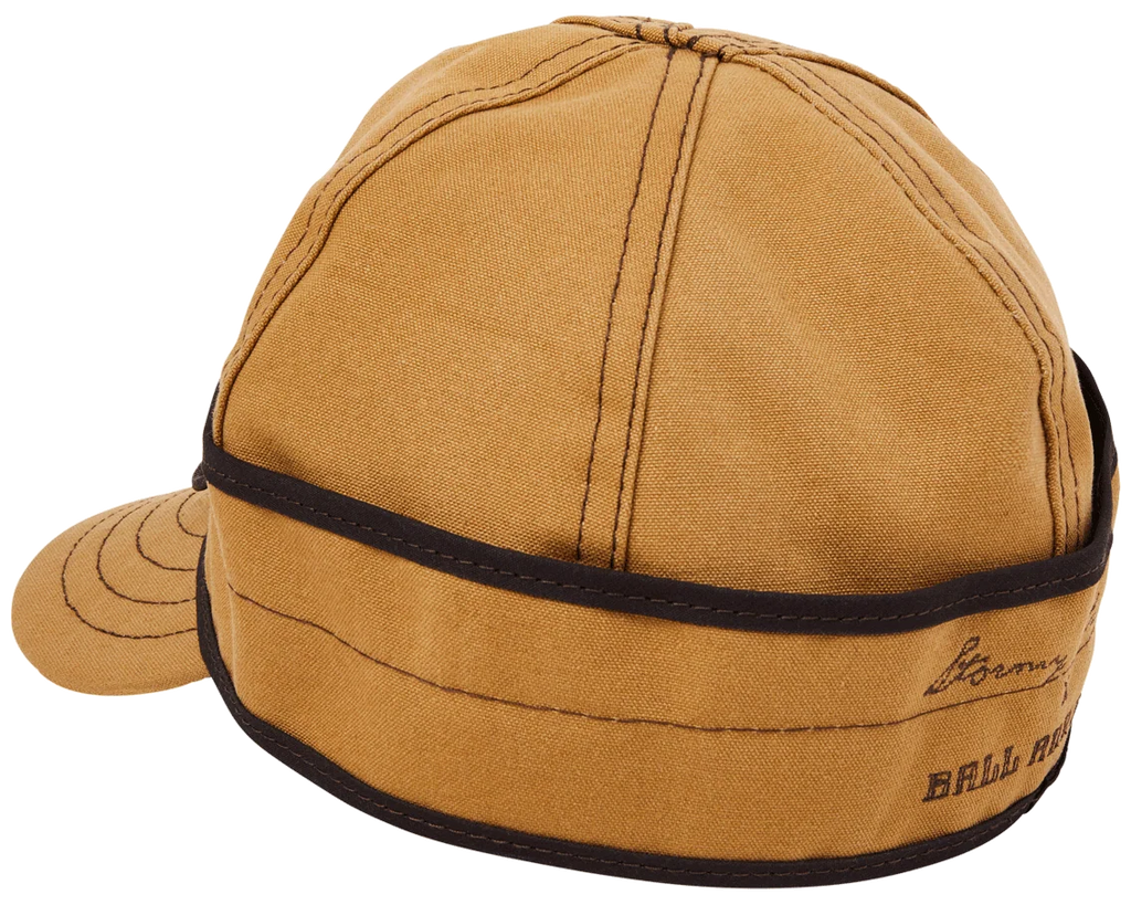 Signature Canvas Stormy Kromer cap with the ear band folded up, rear angle