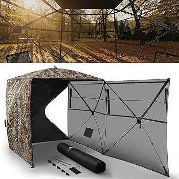 82 Inch Tall Hunting Blind 270° One Way See Through Ground Tent for 3-4 People