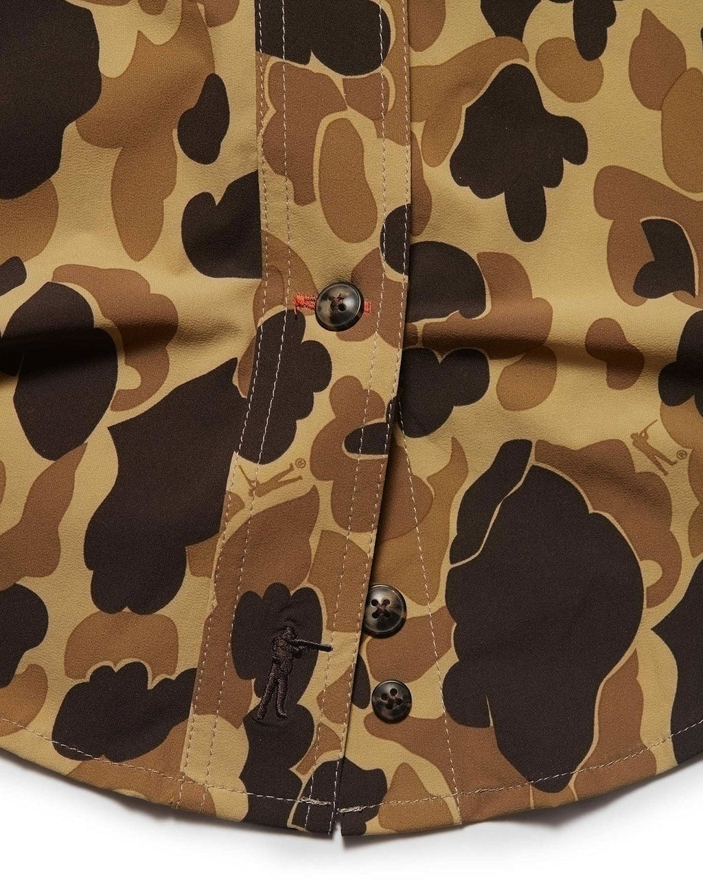 Button placket detail on the Original Camo Active+ Joan Field Shirt