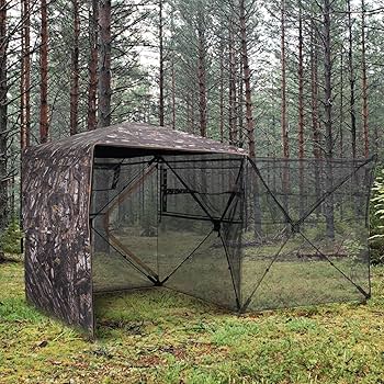 Hunting Blind, 270° See Through Ground Blind, 2-3 Person Pop Up Deer Blind for Hunting with Carrying Bag, Portable Resilient Hunting Tent, One-Way See-Through Mesh for Turkey and Deer Hunting