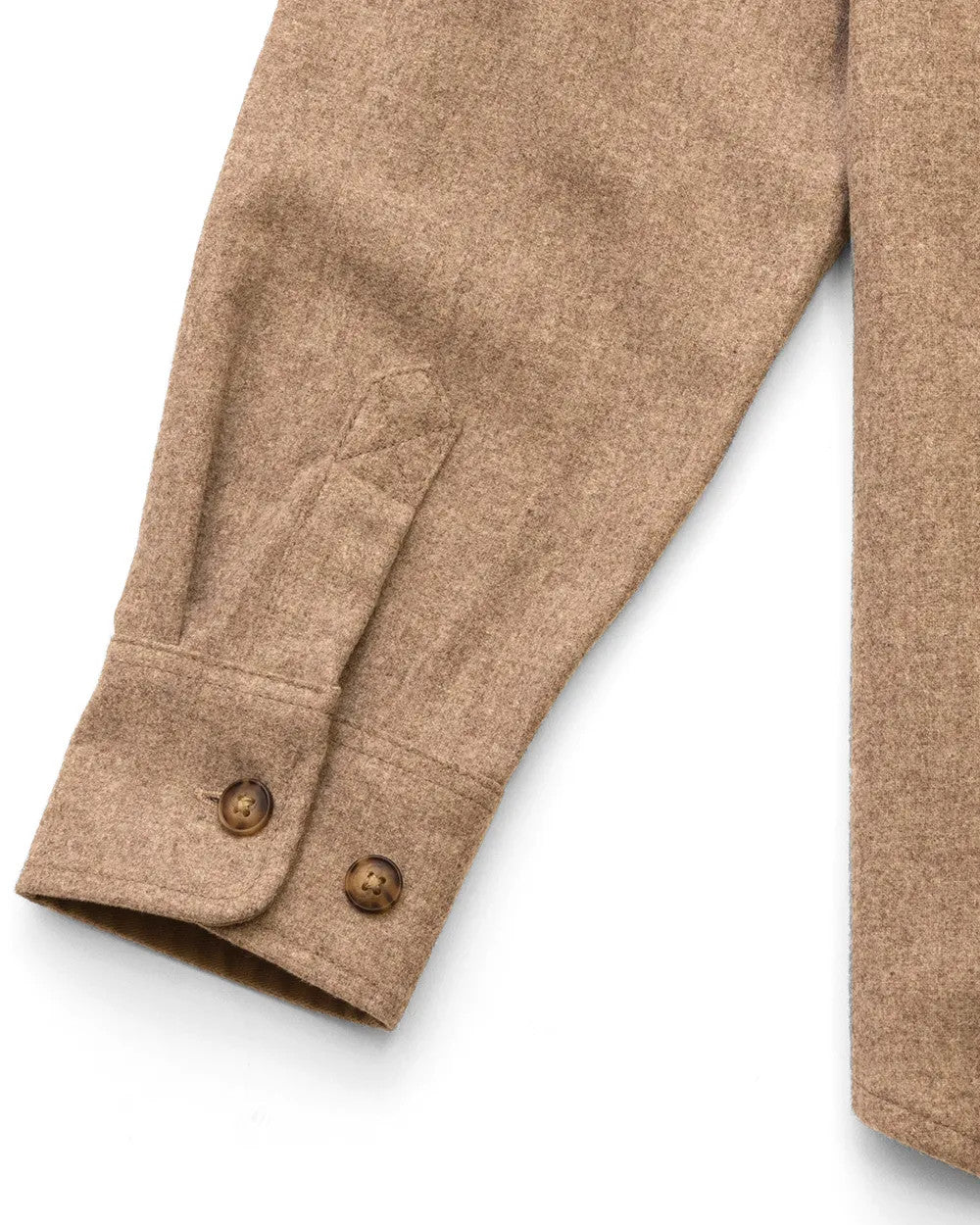 Buttoned cuff on the Oatmeal Mariners Overshirt sleeve