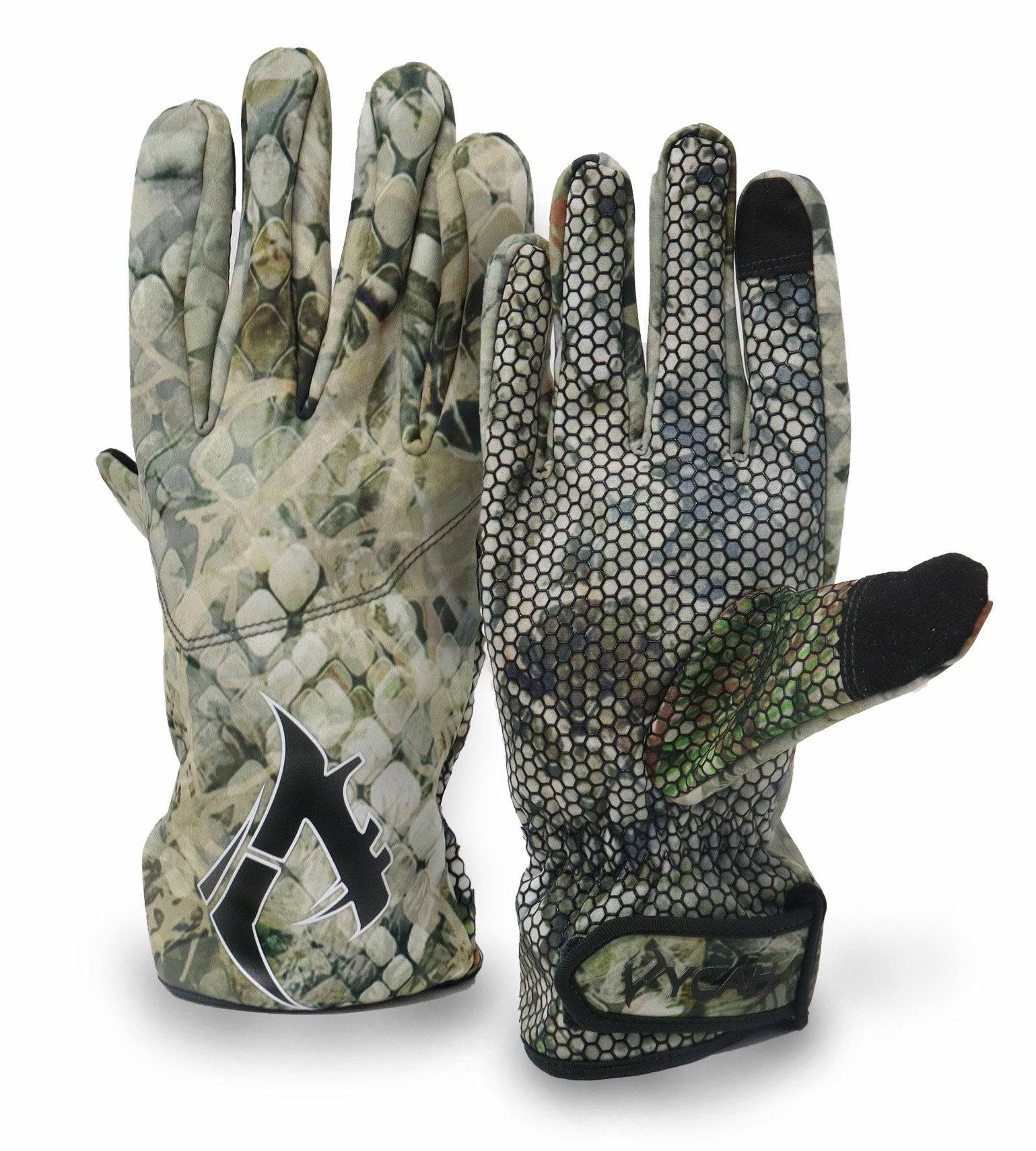 Vycah Ashford hunting gloves in Fall camo with silicone grip palm and Velcro adjustable cuffs