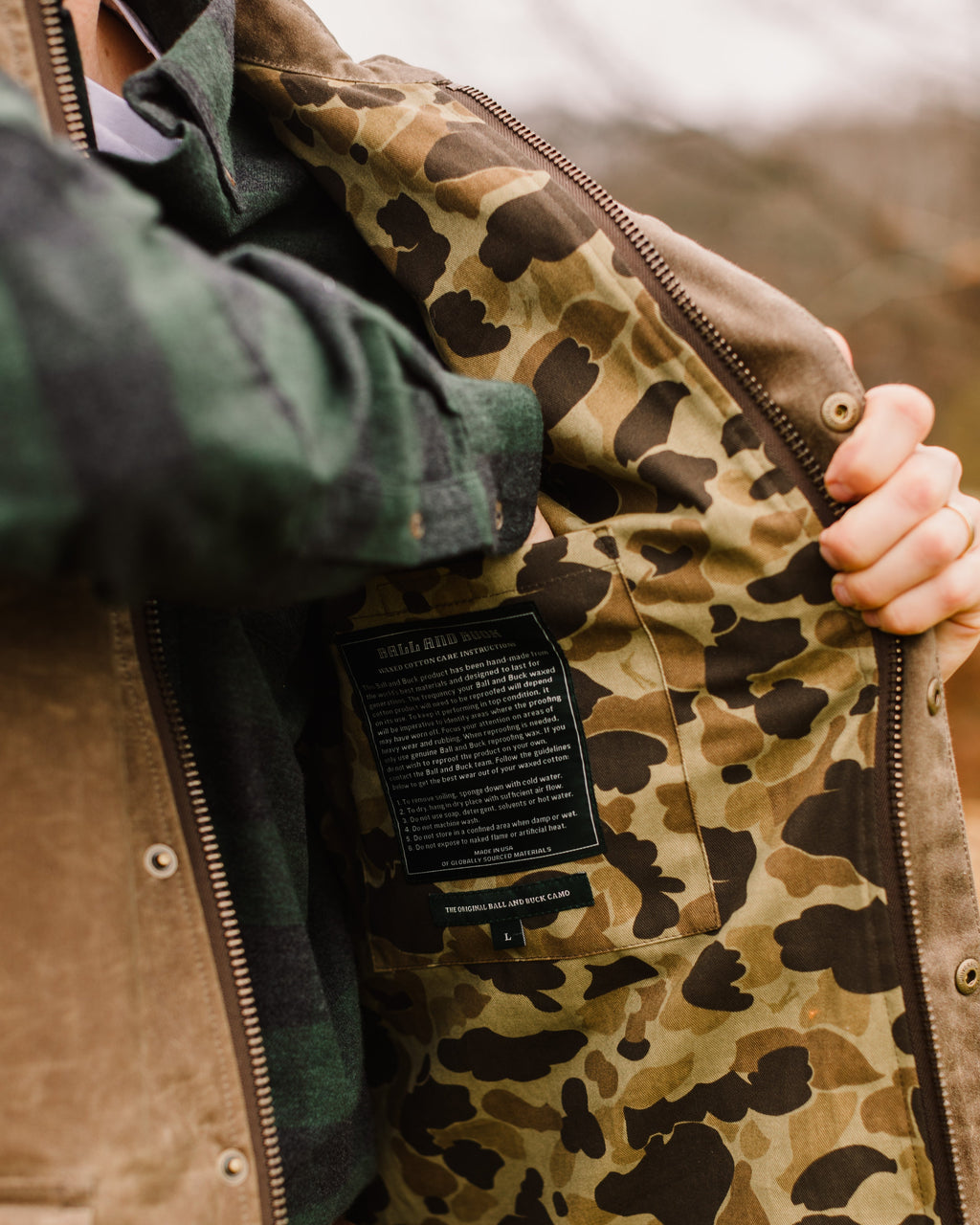 Interior Original Camo lining and inside pocket of the Upland Vest