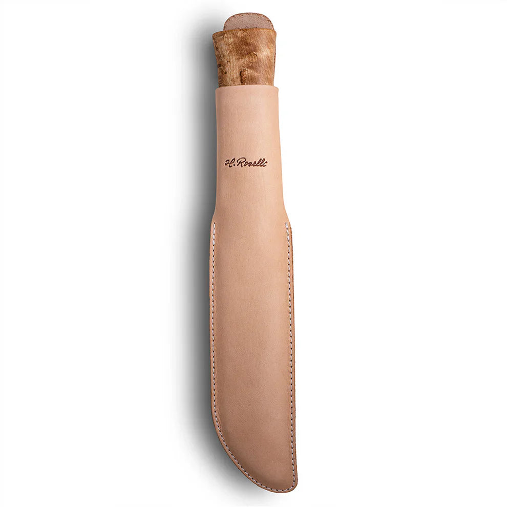 H. Roselli leather knife sheath with stitched edges, fits hunting or outdoor knives