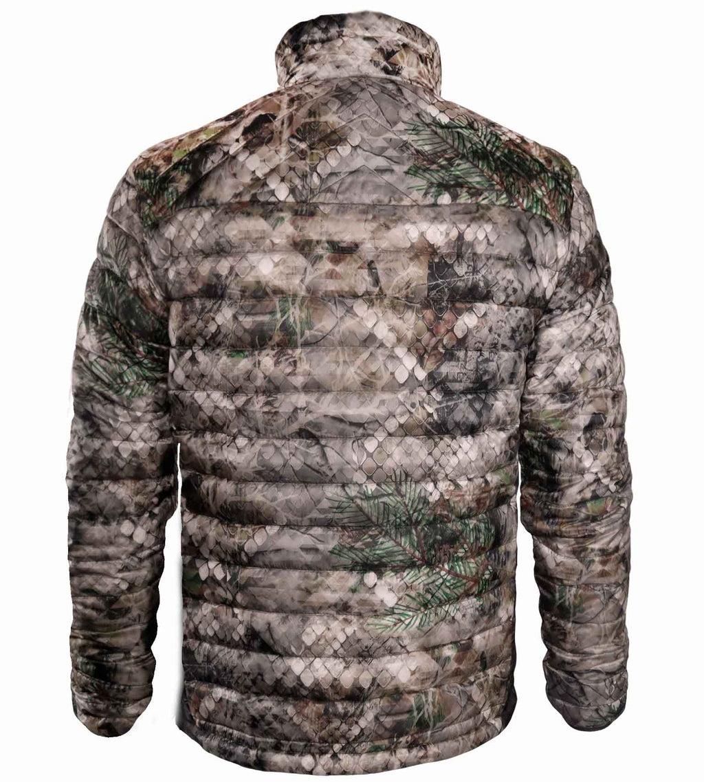Vycah Cobalt Down Jacket in Fall camo, back view
